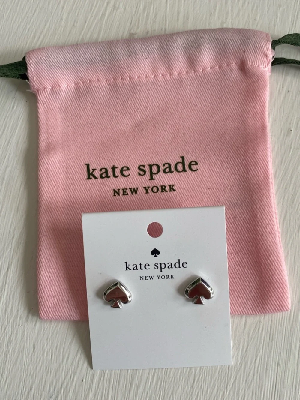 Kate Spade Silver Everyday Spade Stud Earrings with Dust Bag